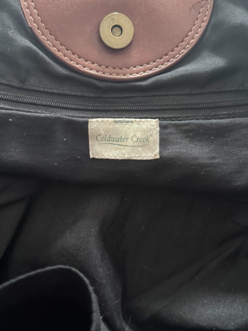 Coldwater Creek woven canvas and leather tote - Picture 4 of 4